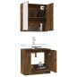 vidaXL Set de muebles de baño 2 pzas madera ingeniería roble ahumado