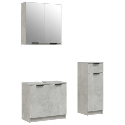 vidaXL Set de muebles baño 3 pzas madera contrachapada gris hormigón