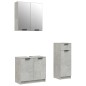 vidaXL Set de muebles baño 3 pzas madera contrachapada gris hormigón