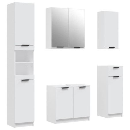 vidaXL Juego de armarios de baño 5 piezas madera contrachapada blanco