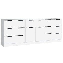 vidaXL Aparador de 3 piezas madera contrachapada blanco