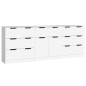 vidaXL Aparador de 3 piezas madera contrachapada blanco