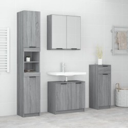 vidaXL Set de armario de baño 4 pzas madera contrachapada gris sonoma
