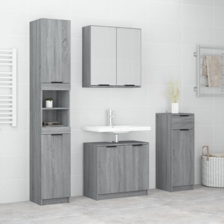vidaXL Set de armario de baño 4 pzas madera contrachapada gris sonoma