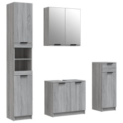 vidaXL Set de armario de baño 4 pzas madera contrachapada gris sonoma