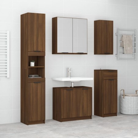 vidaXL Set de muebles de baño 5 pzas madera contrachapada marrón roble