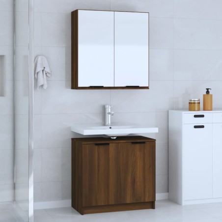 vidaXL Set de muebles de baño 2 pzas madera de ingeniería marrón roble