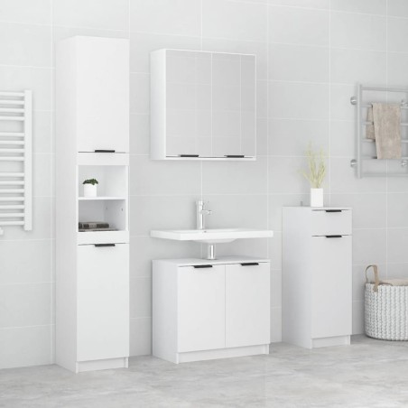 vidaXL Juego de muebles de baño 4 piezas madera contrachapada blanco
