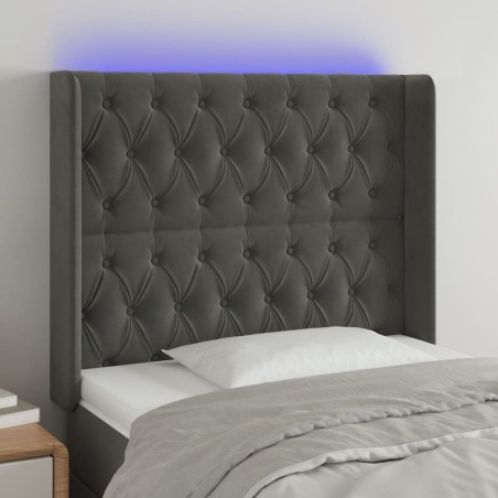 vidaXL Cabecero con LED de terciopelo gris oscuro 93x16x118/128 cm