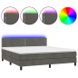 vidaXL Cama box spring colchón y LED terciopelo gris oscuro 160x200 cm vidaXL Cama box spring colchón y LED terciopelo gris oscuro 160x200 cm