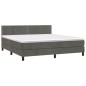 vidaXL Cama box spring colchón y LED terciopelo gris oscuro 160x200 cm vidaXL Cama box spring colchón y LED terciopelo gris oscuro 160x200 cm