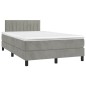 vidaXL Cama box spring colchón y LED terciopelo gris claro 120x200 cm vidaXL Cama box spring colchón y LED terciopelo gris claro 120x200 cm