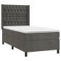 vidaXL Cama box spring colchón y LED terciopelo gris oscuro 90x190 cm vidaXL Cama box spring colchón y LED terciopelo gris oscuro 90x190 cm