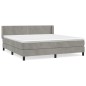 vidaXL Cama box spring con colchón terciopelo gris claro 160x200 cm
