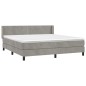 vidaXL Cama box spring con colchón terciopelo gris claro 160x200 cm