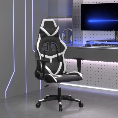 vidaXL Silla gaming cuero sintético negro y blanco
