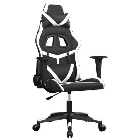 vidaXL Silla gaming cuero sintético negro y blanco