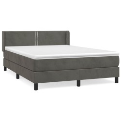 vidaXL Cama box spring con colchón terciopelo gris oscuro 140x190 cm