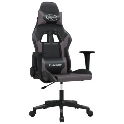 vidaXL Silla gaming cuero sintético negro y gris
