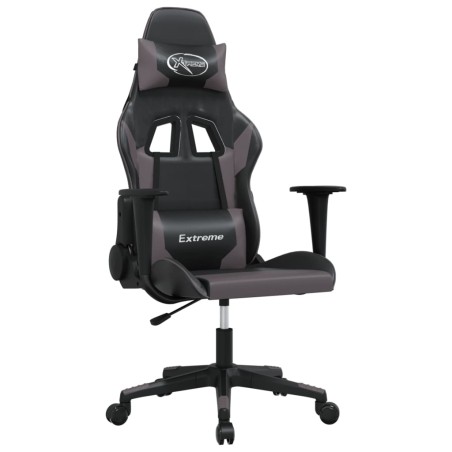 vidaXL Silla gaming cuero sintético negro y gris
