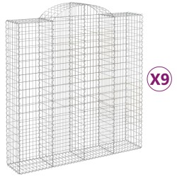 vidaXL Cestas de gaviones 9 uds forma de arco hierro 200x50x200/220 cm
