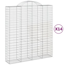 vidaXL Cestas de gaviones 14 uds forma de arco hierro 200x50x220/240cm