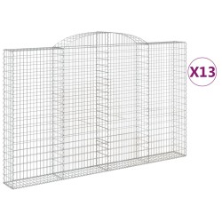 vidaXL Cestas de gaviones 13 uds forma de arco hierro 300x30x180/200cm