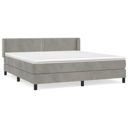 vidaXL Cama box spring con colchón terciopelo gris claro 180x200 cm