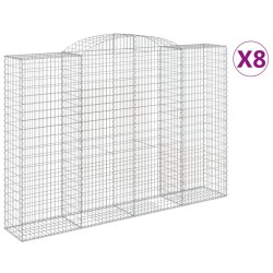 vidaXL Cestas de gaviones 8 uds forma de arco hierro 300x50x200/220 cm