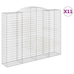 vidaXL Cestas de gaviones 11 uds forma de arco hierro 300x50x220/240cm