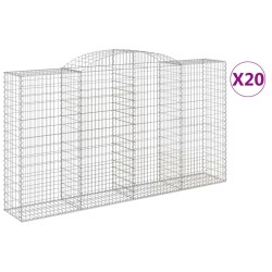 vidaXL Cestas gaviones 20 uds forma de arco hierro 300x50x160/180 cm
