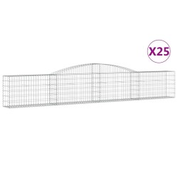 vidaXL Cestas de gaviones 25 uds forma de arco hierro 400x30x60/80 cm