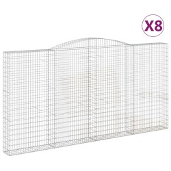 vidaXL Cestas de gaviones 8 uds forma de arco hierro 400x30x200/220 cm