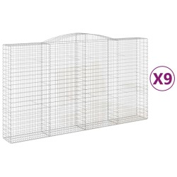 vidaXL Cestas de gaviones 9 uds forma de arco hierro 400x50x220/240 cm