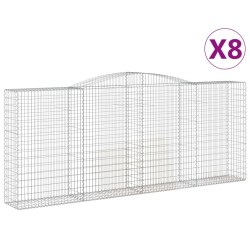 vidaXL Cestas de gaviones 8 uds forma de arco hierro 400x50x160/180 cm