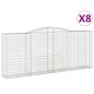 vidaXL Cestas de gaviones 8 uds forma de arco hierro 400x50x160/180 cm