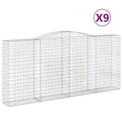 vidaXL Cestas de gaviones 9 uds forma de arco hierro 400x50x180/200 cm