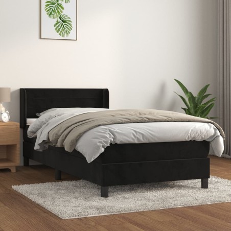 vidaXL Cama box spring con colchón cuero sintético negro 90x190 cm