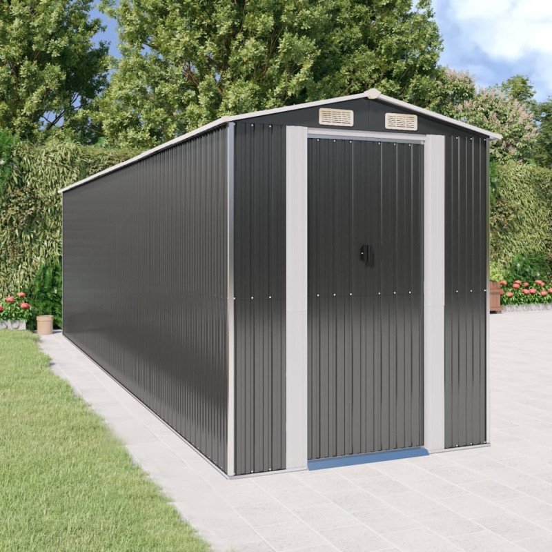vidaXL Cobertizo de jardín acero galvanizado antracita 192x689x223 cm