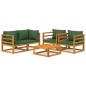 vidaXL Juego muebles de jardín 5 piezas madera maciza y cojines verdes vidaXL Juego muebles de jardín 5 piezas madera maciza y cojines verdes