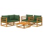 vidaXL Juego muebles de jardín 5 piezas madera maciza y cojines verdes vidaXL Juego muebles de jardín 5 piezas madera maciza y cojines verdes