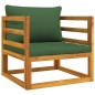 vidaXL Juego muebles de jardín 5 piezas madera maciza y cojines verdes vidaXL Juego muebles de jardín 5 piezas madera maciza y cojines verdes