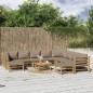 vidaXL Set de muebles de jardín 11 piezas bambú y cojines gris taupé vidaXL Set de muebles de jardín 11 piezas bambú y cojines gris taupé