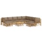 vidaXL Set de muebles de jardín 11 piezas bambú y cojines gris taupé vidaXL Set de muebles de jardín 11 piezas bambú y cojines gris taupé