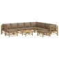 vidaXL Set de muebles de jardín 11 piezas bambú y cojines gris taupé vidaXL Set de muebles de jardín 11 piezas bambú y cojines gris taupé