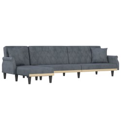vidaXL Sofá cama en forma de L terciopelo gris oscuro 271x140x70 cm