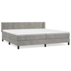 vidaXL Cama box spring con colchón terciopelo gris claro 200x200 cm