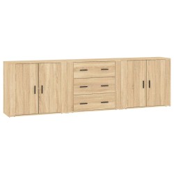 vidaXL Aparadores 3 piezas madera contrachapada color roble sonoma