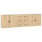 vidaXL Aparadores 3 piezas madera contrachapada color roble sonoma vidaXL Aparadores 3 piezas madera contrachapada color roble sonoma