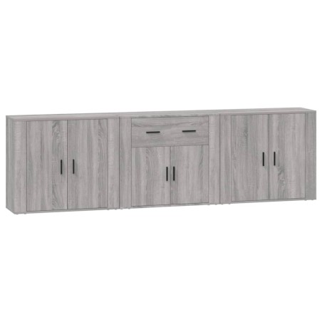 vidaXL Aparadores 3 piezas madera contrachapada gris Sonoma